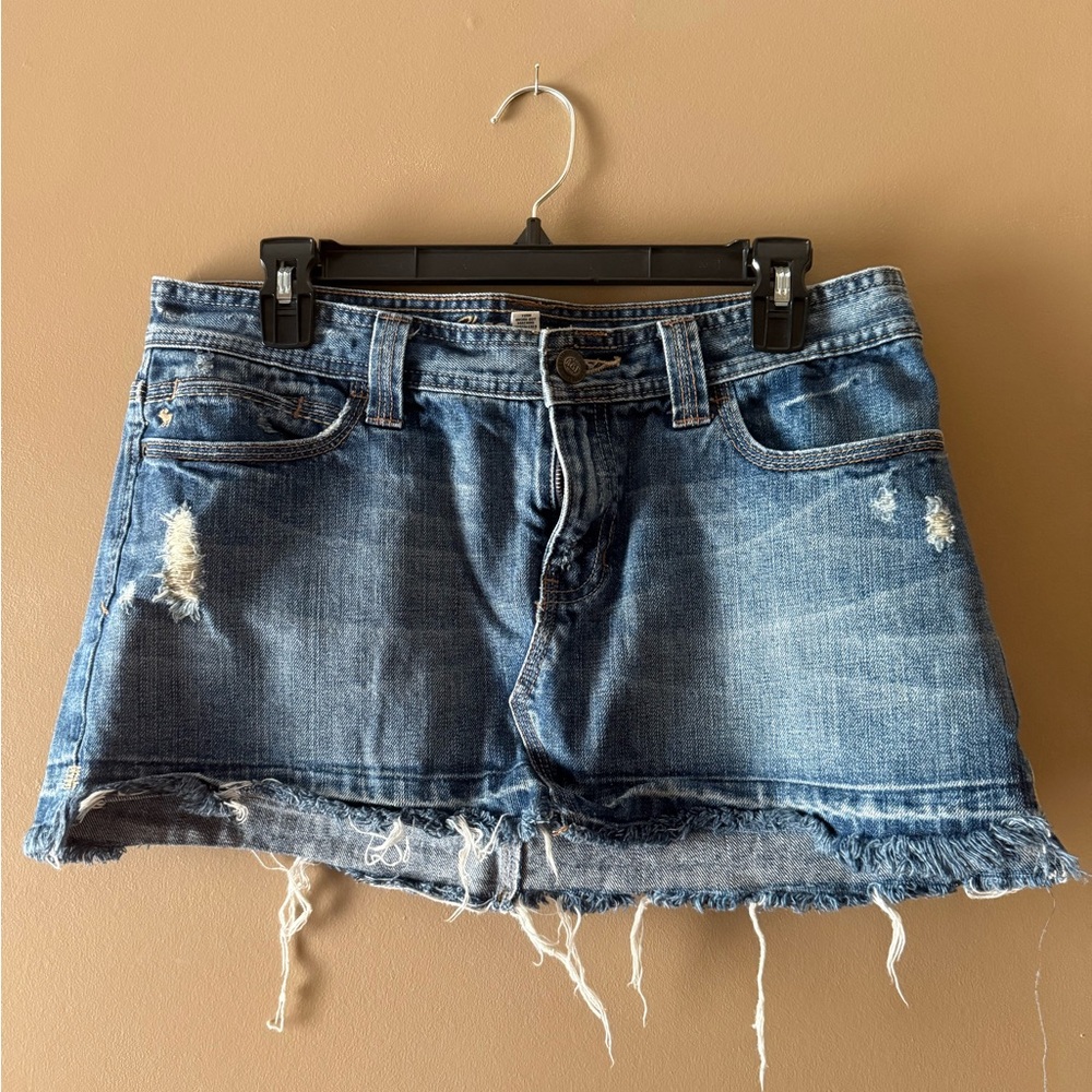 Abercrombie & Fitch Blue Distressed Denim Skirt